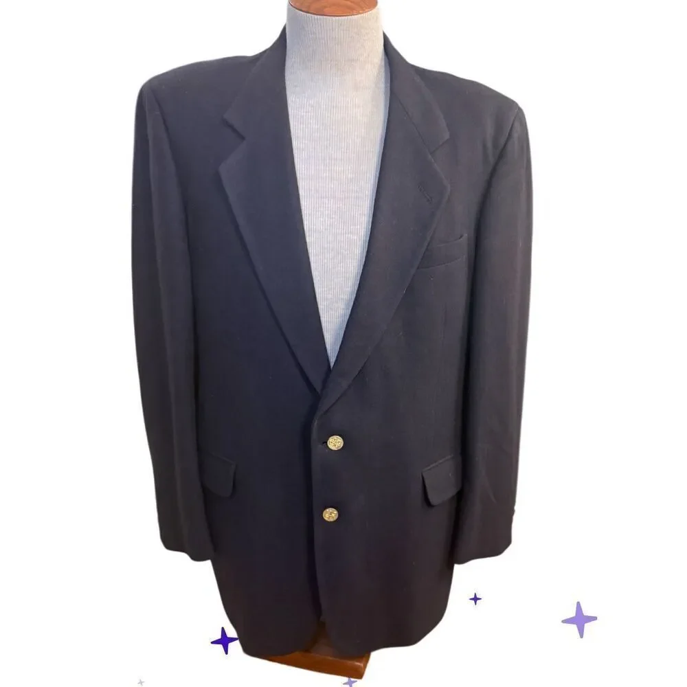 Antonio Parillo Cashmere/Wool Sport Coat Blazer 44L Vtg Gold Buttons Italy